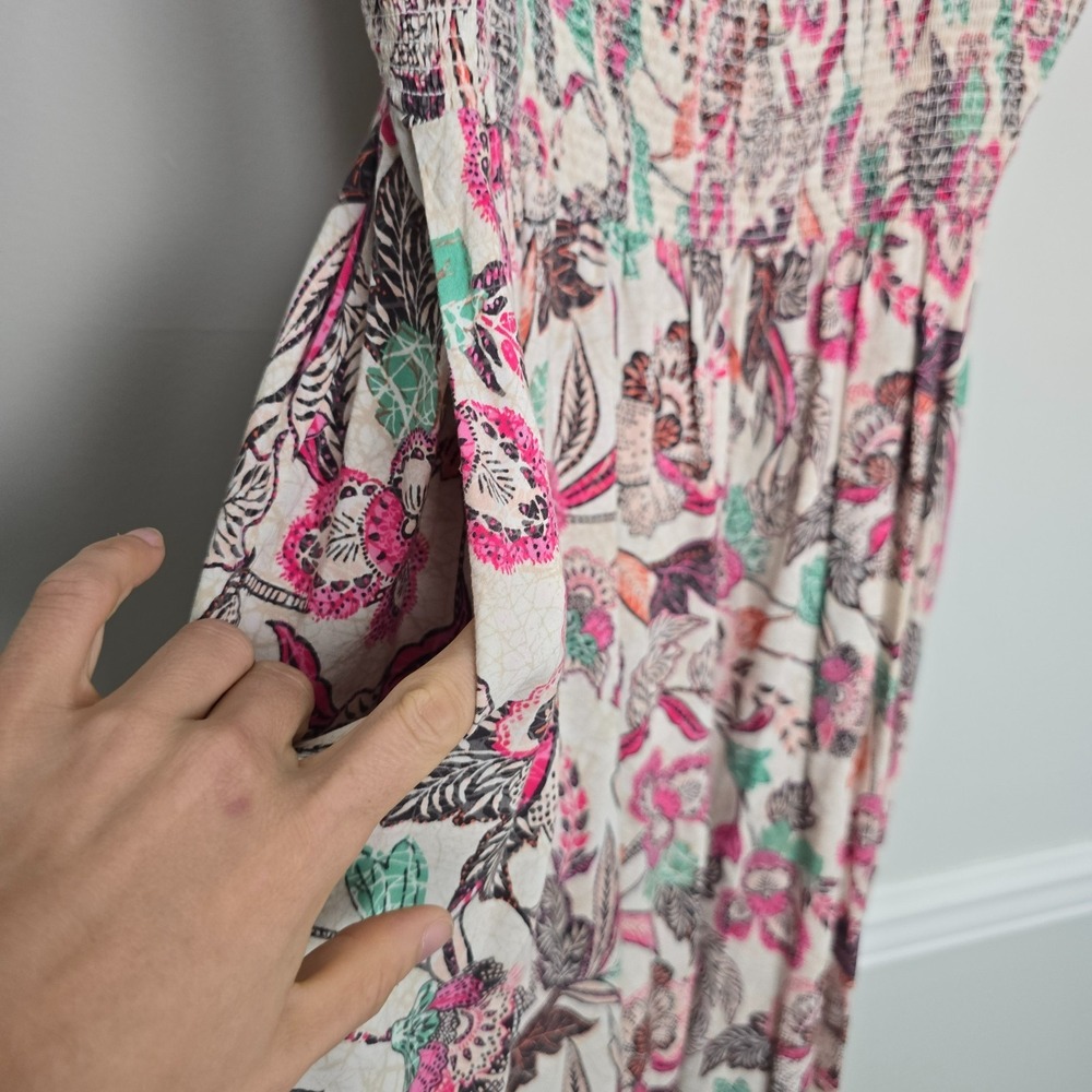 Old Navy Women Smocked Fit & Flare Cami Dress 2XL Floral Boho Summer Vacation - Picture 5 of 13